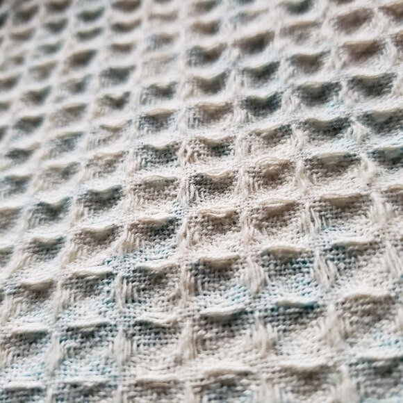 Cream + Blue Waffle Weave Badgley Mishka Kitchen Tea Towel or Serving Cloth - Picture 7 of 9